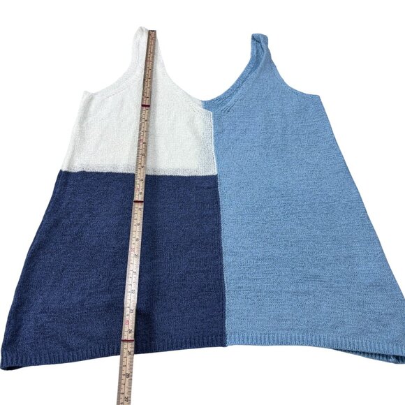 Colorblock Knit Tank Top In Blue & White Colorblock - M - Picture 7 of 10
